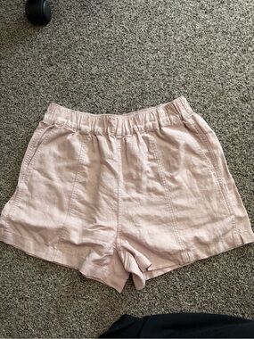 Madewell Linen Blend Pink Elastic Waist Shorts Pink Size XS